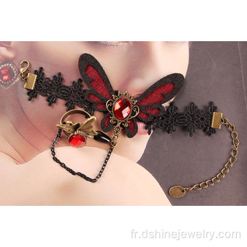 Papillon dentelle doigt chaine anneau Crochet breloque